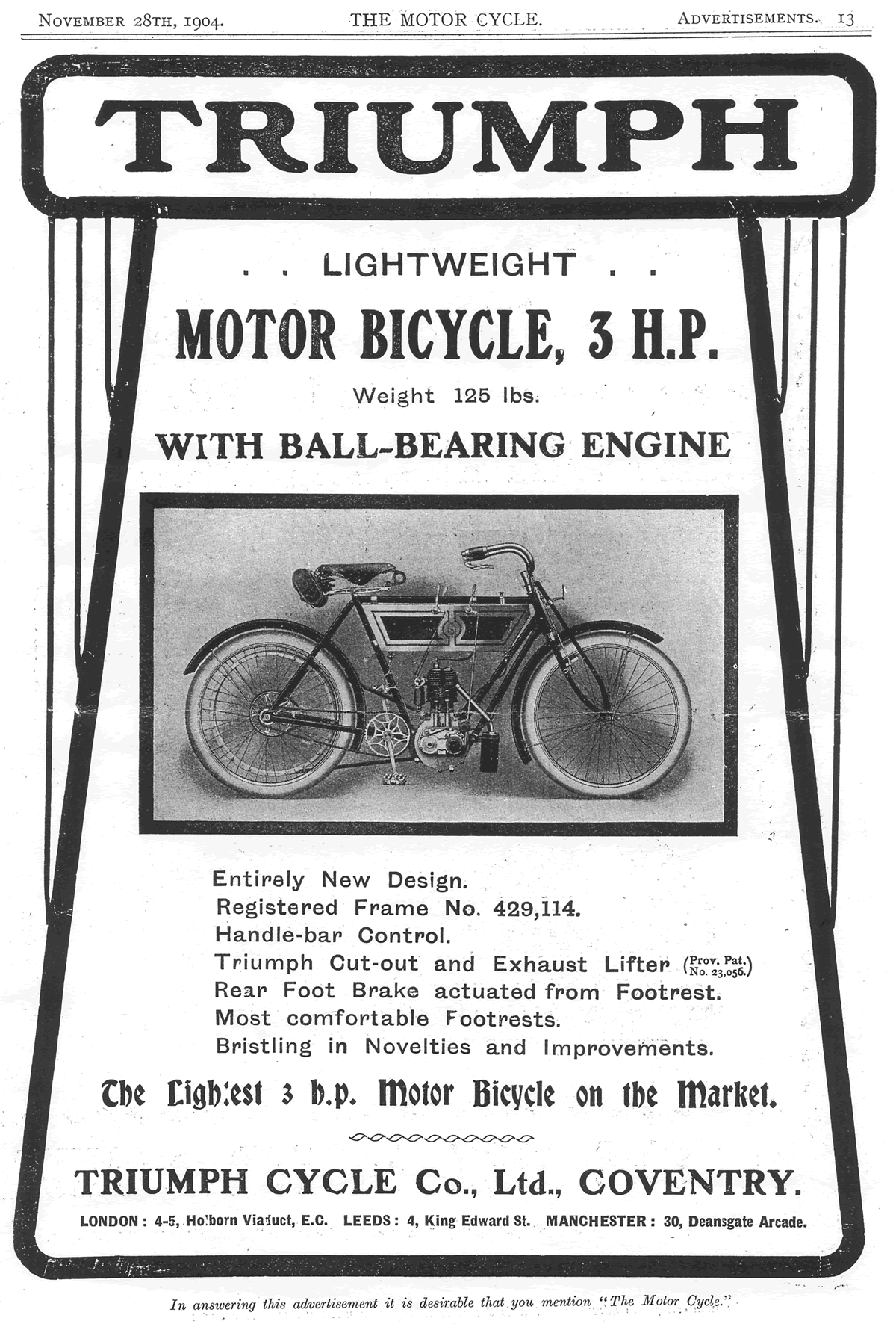 Triumph 1905 advert